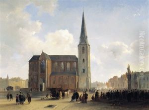 17de Eeuws Stadsgezicht Met Processie