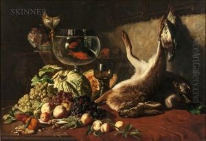Still Life With Fruit, Goldfish, And Hare by Lucas Schaefels