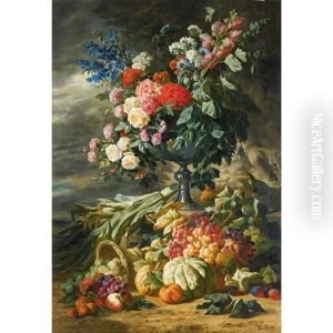 Vase De Fleurs Et Fruits D'automne by Lucas Schaefels