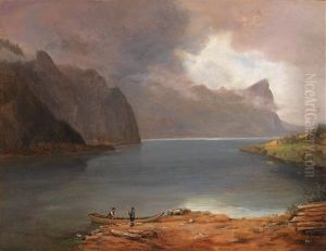 Scene On The Mondsee by August Schaefer von Wienwald