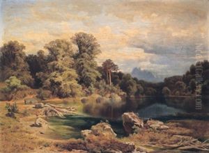 Ein Bergsee by August Schaefer von Wienwald
