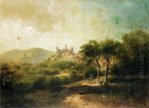 Landscape With A Castle In The Distance by August Schaefer von Wienwald