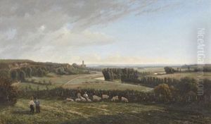 Landschaft Mit Fluss, Dorf Und Figurenstaffage Landschaft Mit Fluss, Dorf Und Figurenstaffage