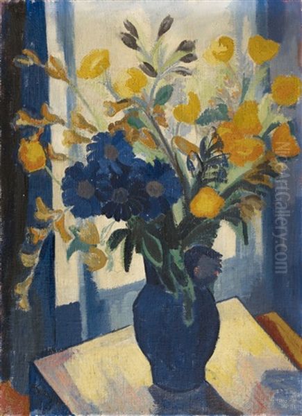 Blumenstraus In Blauer Vase - view 1