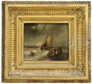 Marine Scene Figures In A Row Boat