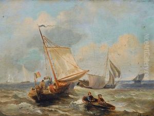 Sailing Ships by Henri Adolphe Schaep