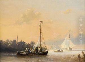 Harbor by Henri Adolphe Schaep