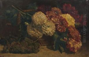 Corbeille De Fleurs Et Fruits by Pierre Bourgogne