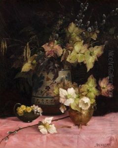 Stillleben Mit Christrosen, Weidenkatzchen Und Huflattich by Sophie Schaeppi