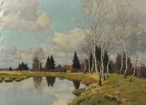 Landschaft Mit Birken Am Weiher (dachauer Moos)