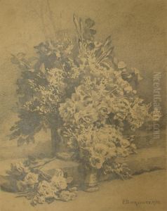 Lot De 3 Natures Mortes Aux Bouquets De Fleurs by Pierre Bourgogne