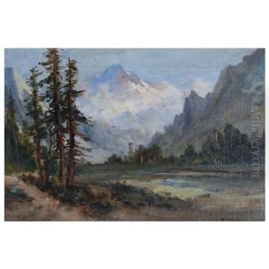 Valley Landscape With Mountain by Frederick Ferdinand Schafer