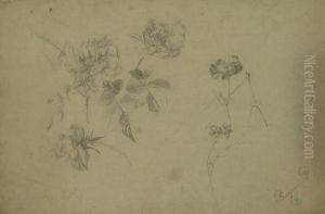 Lot De 10 Etudes De Fleurs by Pierre Bourgogne
