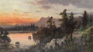 Evening On Santa Cruz River; Thought To Be Mount Lassen (group Of 2)