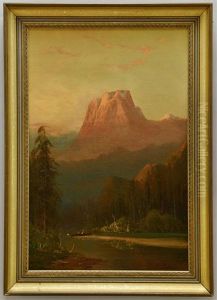 Fisherman At Sunrise In Yosemite Valley With El Capitan In The Background by Frederick Ferdinand Schafer