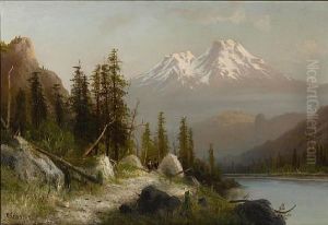 Morning On Mount Shasta, 14,400 Feet High From Shasta Lake, California by Frederick Ferdinand Schafer