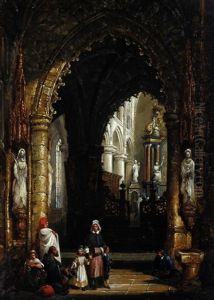 Interior St. Sebald Herenthals; Cathedral Freiburg, Germany (pair) by Henry Schafer