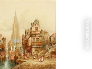 Bamberg, A Street With Figures And Stalls, (+ Abbeville, Normandy And Freiburg, Barden; 3 Works)