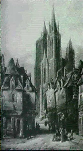 Figures Outside The Cathedral, Lisieux - view 1