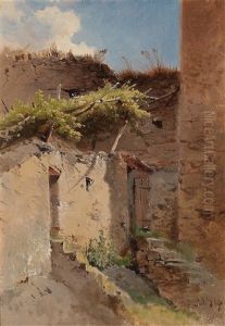 Wine Grower"s Courtyard In South Tyrol by August Schaeffer