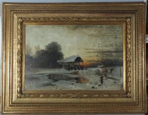 Winterlandschaft Mit Reisigsammlerin Winterlandschaft Mit Reisigsammlerin