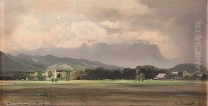 Blick Von Glasenbach Bei Salzburg Zum Tennengebirge by August Schaeffer