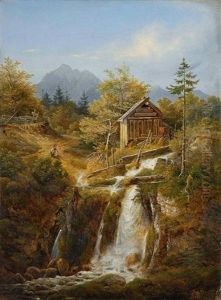 Hutte Am Gebirgsbach by Carl Schaeftlmayr