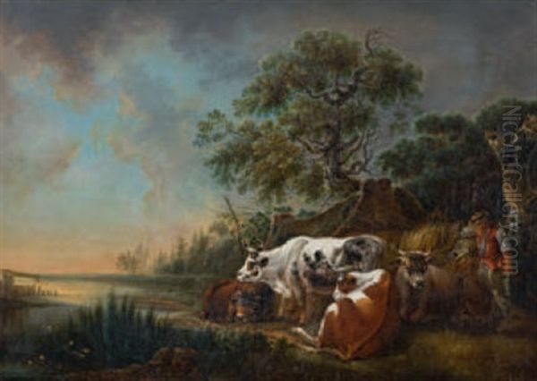 Uferlandschaft Mit Hirte Und Kuhen - view 1