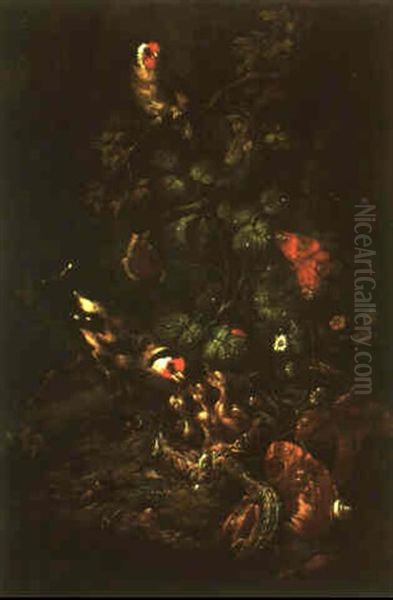 Still Lifes With Birds And Insects In The Undergrowth At The Foot Of A Tree - view 1