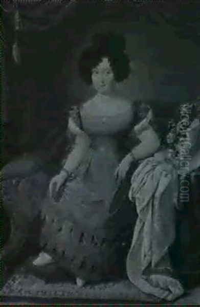 Portrait Einer Jungen Dame Des Biedermeier - view 1