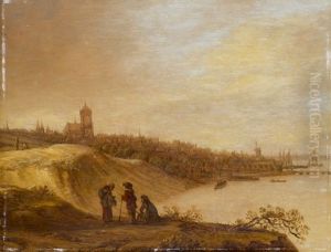 Blick Auf Die Grote Kerk In Arnhem Und Den Rhein by Cornelis Simonsz van der Schalcke