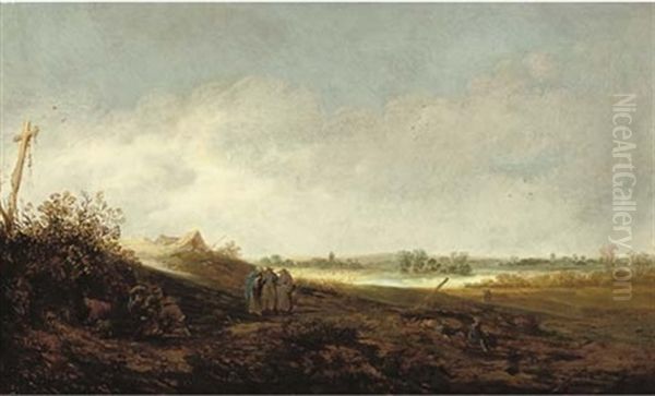 A Dune Landscape With Figures Conversing On A Path And Peasants Resting In The Foreground - view 1