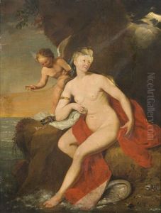 Venus Am Meeresufer Bei Der Toilette; Venus Uberreicht Amor Einen Brennenden Pfeil