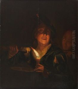 Figures By Candle Light With A Boy Eating Figures By Candle Light With A Boy Eating