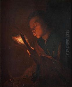 A Boy Blowing Out A Candle