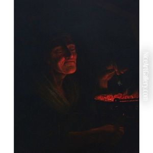 Old Woman By A Hot Pot by Godfried Schalcken