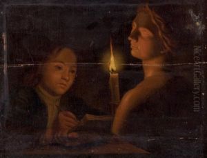 Un Jeune Artiste Dessinant Un Buste Antique by Godfried Schalcken