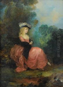 Young Woman Seated In A Park by Jean-Frederic Schall