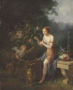 Venus And Cupid With A Rosebush