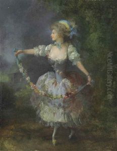 A Girl Dancing With A Garland Of Flowers