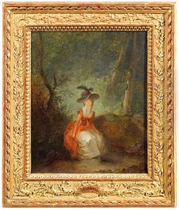 Jeune Femme Assise Dans Un Parc by Jean-Frederic Schall