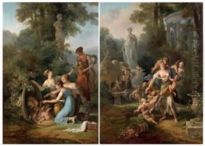 La Ruche Aux Amours Et La Nichee D'amours (pair) by Jean-Frederic Schall