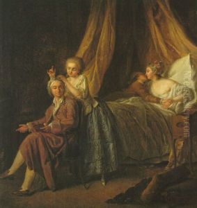 A Gentleman Attended To By A Maidservant As A Youth Steals A Kiss From His Wife