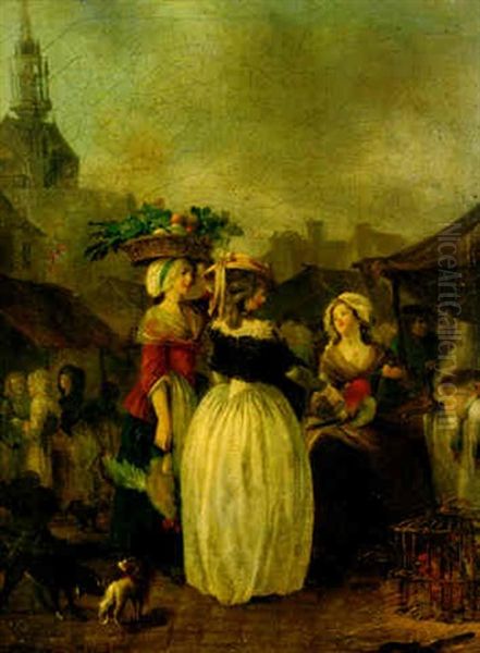 Ladies At Market Buying Poultry - view 1