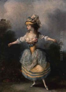 Danseuse A La Robe Jaune Et Bleue, Le Visage De Profil Vers La Gauche by Jean-Frederic Schall