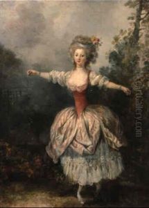 Danseuse Sur La Pointe Des Pieds, Au Corsage Rouge Largement Decollete