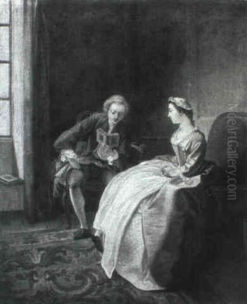 Gentleman Reading To A Lady In An Interior - view 1
