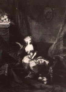 Madchen In Interieur, Auf Einer Liege by Jean-Frederic Schall