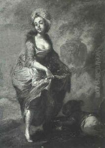 A Woman Carrying Grapes In Her Skirt