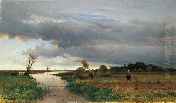 Landschaft Mit Bauern Bei Der Heuernte - view 1
